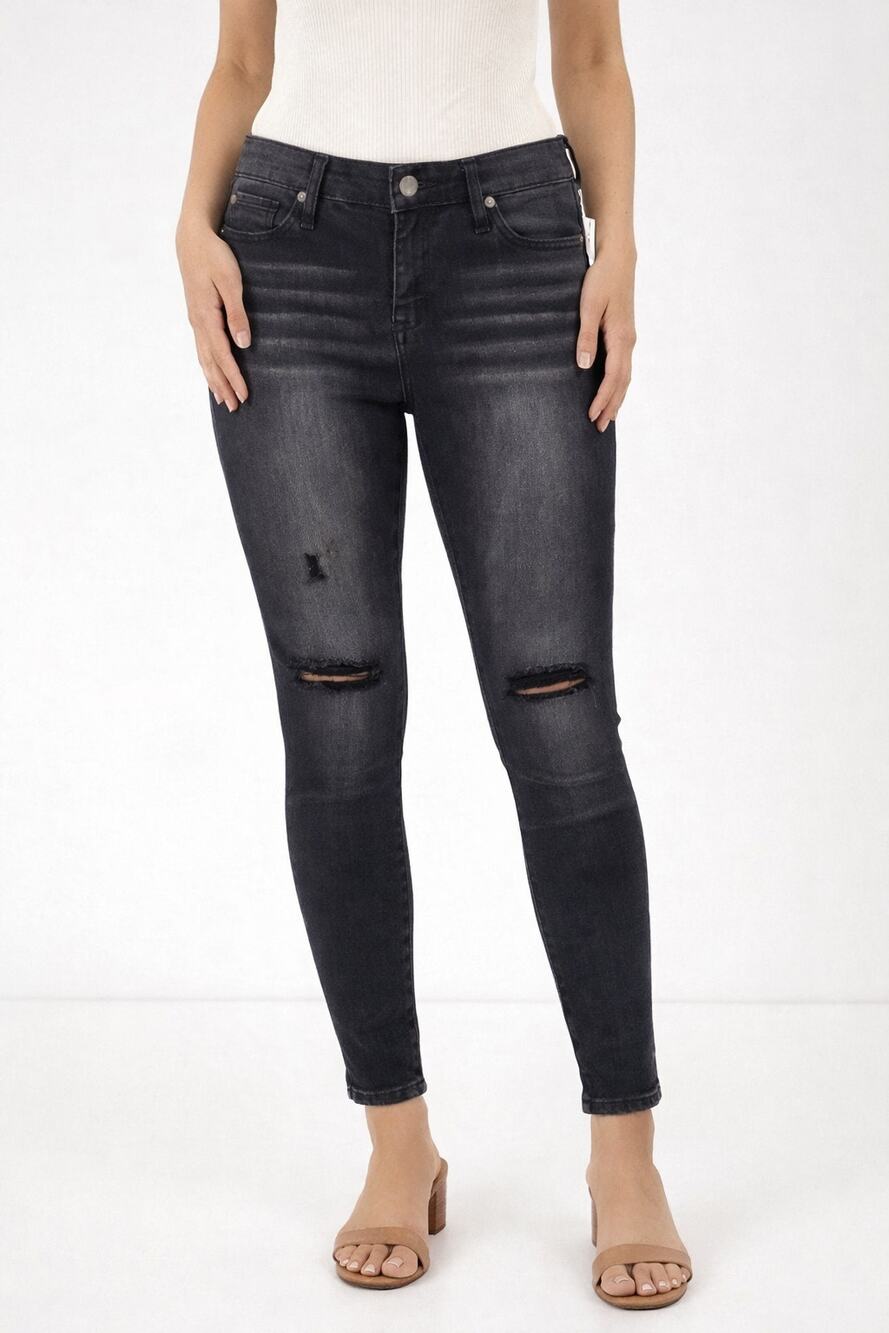 Molly & Isadora Black Distressed Skinny Jeans Women’s Size 10 NWT